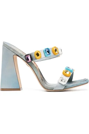 Roberto Cavalli Crystal-embellished graphic-print sandals