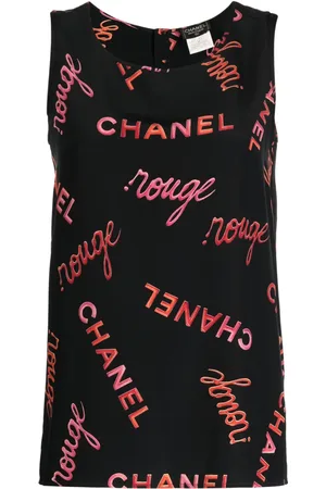 CHANEL 1996 logo-print silk tank top