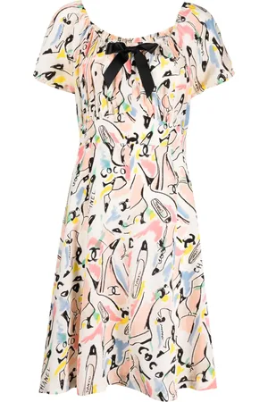 CHANEL 1990-2000 graphic-print silk dress