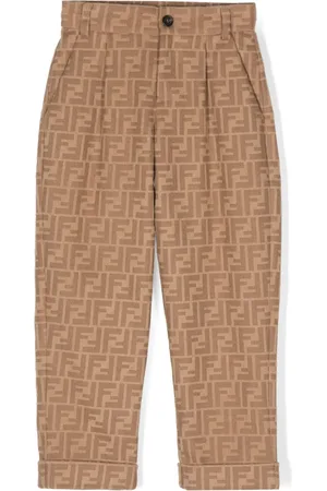 Fendi Monogram-pattern flannel trousers