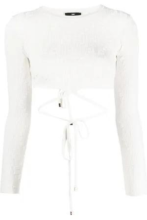 Elisabetta Franchi Rear-tie ribbed crop top