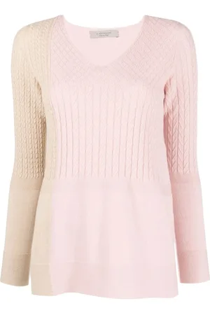 D.EXTERIOR Colour-block cable-knit jumper