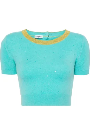 CHANEL 1990-2000 sequin-embellished cashmere top