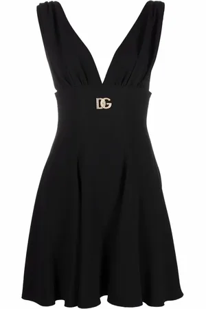 Dolce & Gabbana Logo-plaque V-neck dress