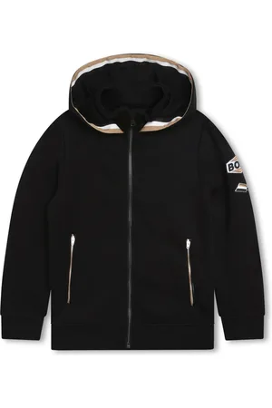 HUGO BOSS Logo-patch zip-up hoodie
