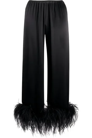 Gilda & Pearl Mia feather-trimmed pyjama bottoms