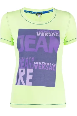 VERSACE 2000s logo-print round-neck T-shirt