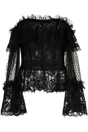Zuhair Murad Off-shoulder floral-lace peplum blouse