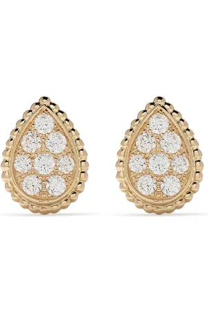 Boucheron 18kt yellow gold Serpent Boh??me diamond S motif stud earrings
