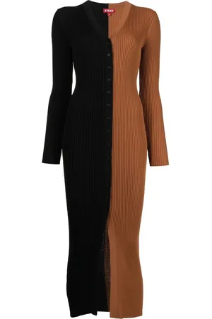 Staud Two-tone V-neck dress
