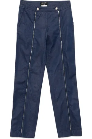 CHANEL 2004 zip-details trousers