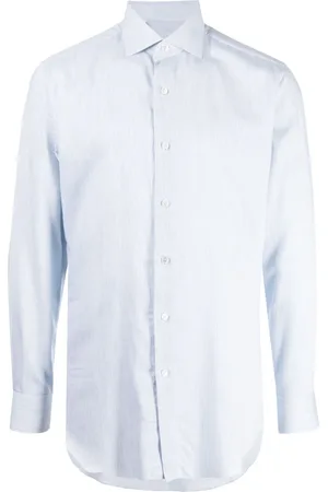 BRIONI Striped cotton-cashmere blend shirt