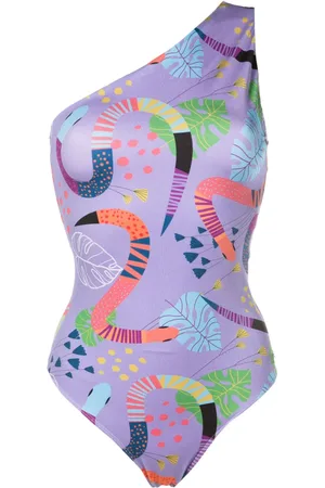 Brigitte Abstract-print asymmetric one-piece