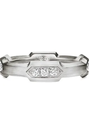 David Yurman Sterling Hex Station diamond band ring (6mm)