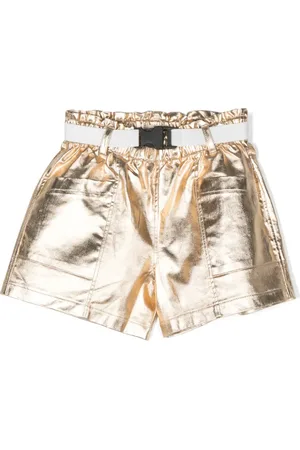 Le pandorine Metallic-finish belted shorts
