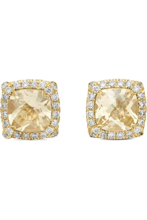 David Yurman 18kt yellow Petite Chatelaine citrine and diamond stud earrings (5mm)