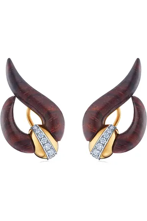 Fred Leighton 18kt yellow diamond Cocobolo wood wave earrings