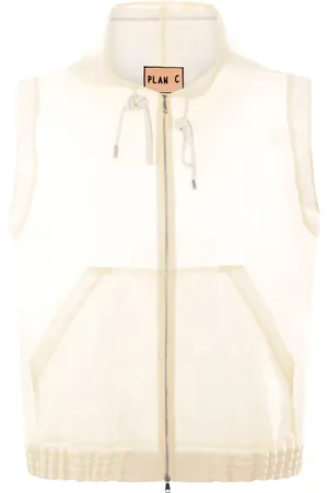 Plan C Drawstring-hood zip-up vest
