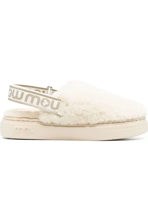 Mou Shearling slingback-strap slippers