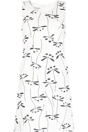 CHANEL 1998 floral-print sleeveless dress