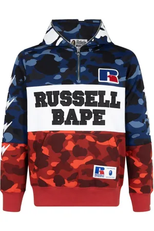 A Bathing Ape X Russell Color Camo Ape half-zip hoodie