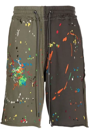 MOSTLY HEARD RARELY SEEN Panelled paint-embroidered shorts