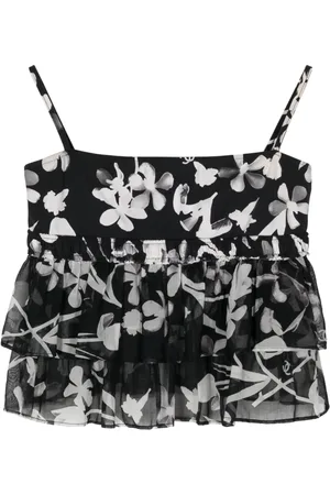 CHANEL 2004 floral-print ruffled top