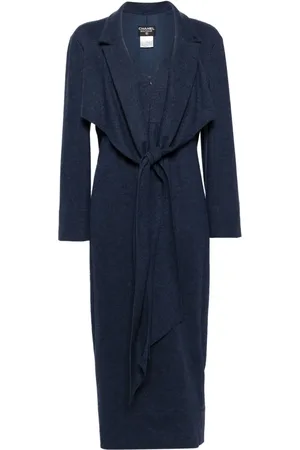 CHANEL 1998 draped wool midi dress