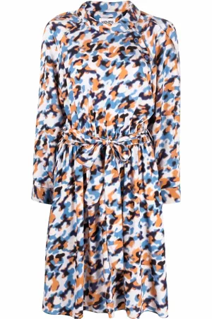 Kenzo Abstract-print drawstring-waist midi dress