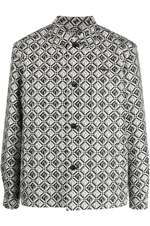 Marine Serre Jacquard diamond-pattern long-sleeve shirt