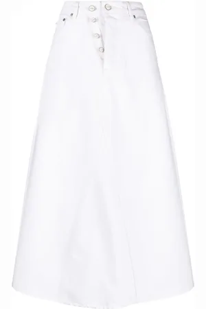 Ganni Double-fly denim maxi skirt