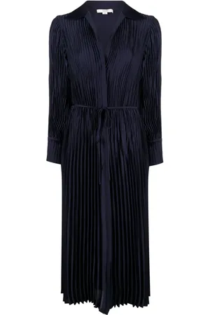 Vince Long-sleeve pleated shirtdress