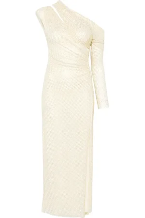 Self-Portrait Rhinestone-embellished gathered gown