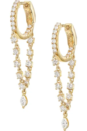 Anita 18kt yellow Sienna diamond drop huggie hoop earrings