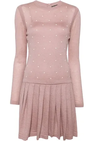 CHANEL 2000s pearl-embellished knitted dress