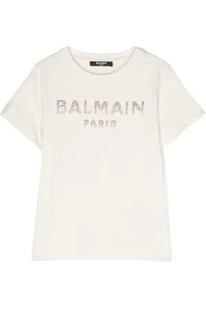 Balmain Rhinestone-embellished logo T-shirt
