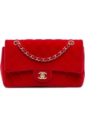 CHANEL 2016-2017 Medium Classic Velvet Double Flap shoulder bag