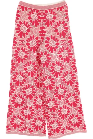 CHANEL 1986-1988 Flower wide-leg trousers