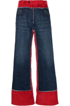 Jean Paul Gaultier 1990s corduroy denim panelled trousers