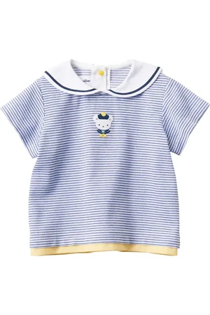 Familiar Bear-motif striped polo shirt
