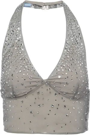 Prada Crystal-embellished tulle top