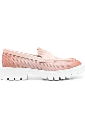 santoni Leather penny loafers