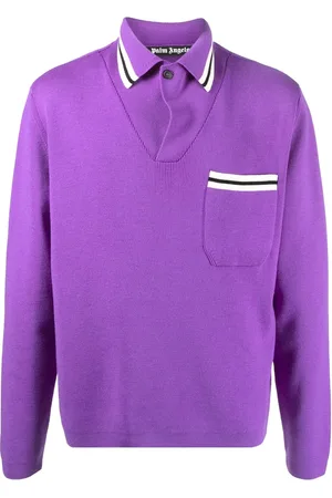 Palm Angels Striped-trim wool polo shirt