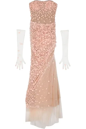 JEAN-LOUIS SABAJI Floral-appliqu?? long corset dress