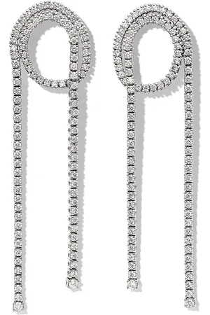 DELFINA DELETTREZ 18kt white gold Loop Tennis diamond drop earrings