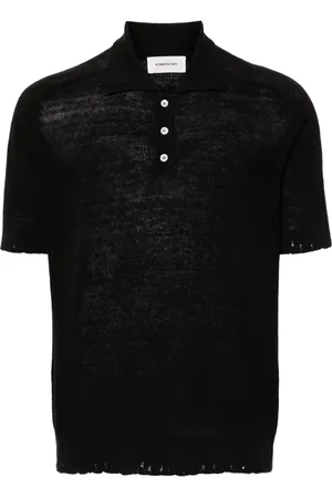 Atomofactory Distressed-effect knitted polo shirt