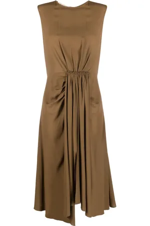 BLANCA Gathered-detail sleeveless dress