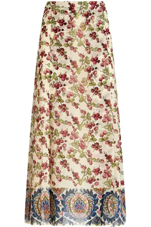 Etro Berry-print silk midi skirt