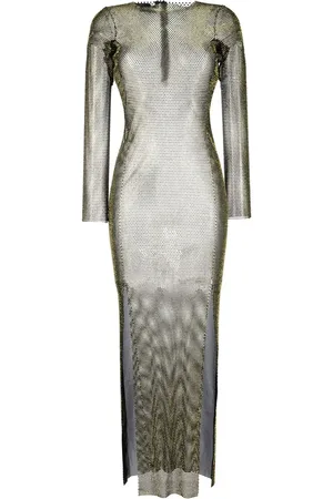 SANTA BRANDS Diamonds rhinestone-embellished mesh maxi dress