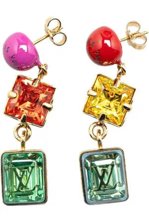 LOUIS VUITTON 2011 Resin & Crystal Cosmopolitan Drop Push Back Earrings costume earrings